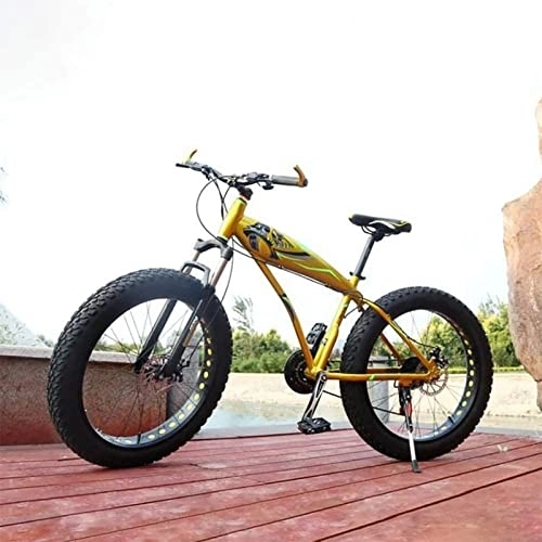 Fat Tyre Mountain Bike : GaoGaoBei 21 Speed Fat Tire Full Suspension Mountain Bike / Beach Cruiser Bicycle For Men Beach Bicycle Atv Bicycle Snowbike And Beach Bicycle, Yellow, 26", Super