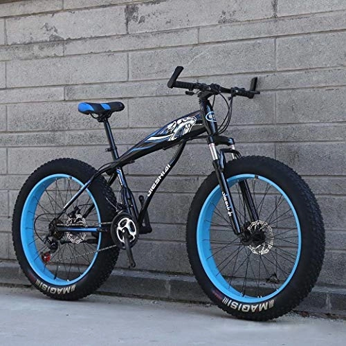 Fat Tyre Mountain Bike : GAOLIQIN 24" / 26" Mountain Bike, Big Wheel Snow Bike, 24-Speed Dual Disc Brake, Strong Shock-Absorbing Front Fork, Outdoor Off-Road Beach Bike, F, 24 inch
