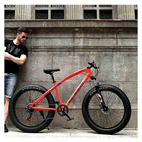 Fat Tyre Mountain Bike : GAOTTINGSD Adult Mountain Bike Bicycle Mountain Bike MTB Adult Beach Snowmobile Bicycles For Men And Women 24IN Wheels Adjustable Speed Double Disc Brake (Color : Red, Size : 21 speed)