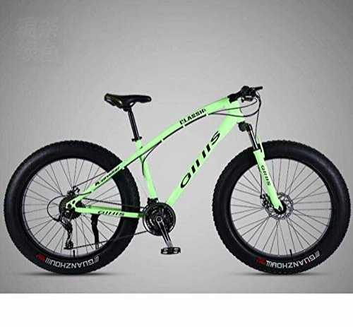 Fat Tyre Mountain Bike : GASLIKE 26 Inch Bicycle Mountain Bike Hardtail for Men's Womens, Fat Tire MTB Bikes, High-Carbon Steel Frame, Shock-Absorbing Front Fork And Dual Disc Brake, Green, 24 speed