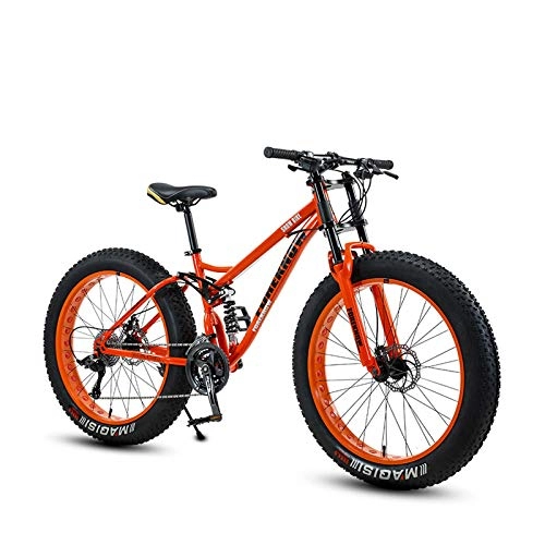Fat Tyre Mountain Bike : GASLIKE 26 Inch Mens Fat Tire Mountain Bike For Adult, Lightweight Beach Snow Bikes, Double Disc Brake Cruiser Bicycle, High Strength Carbon Steel Frame, E, 7speed