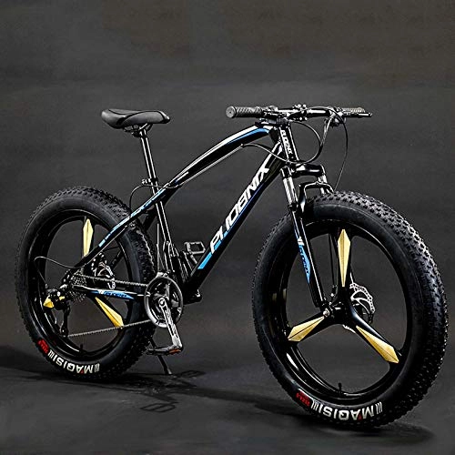 Fat Tyre Mountain Bike : GASLIKE Adult Fat Tire Mountain Bike, Carbon Steel Snow Offroad Bikes, Beach Cruiser Bicycle, 26Inch Magnesium alloy 4.0 Wide Wheels, D, 27speed