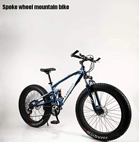 Fat Tyre Mountain Bike : GASLIKE Adult Fat Tire Mountain Bike, Snow Bikes, Double Disc Brake Beach Cruiser Bikes, Men All-Terrain Full Suspension Bicycle, 4.0 Wide 26 Inch Wheels, A, 30 speed