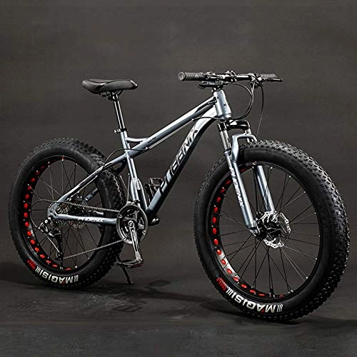 Fat Tyre Mountain Bike : GASLIKE Adult Mens Fat Tire Mountain Bike, Double Disc Brake Beach Cruiser Bicycle, Snow Offroad Variable Speed Bikes, 26Inch 4.0 Wide Wheels, A, 7speed