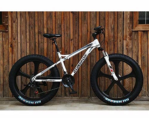 Fat Tyre Mountain Bike : GASLIKE Fat tire Bike Mountain Bikes bicycle for Men And Women, Hardtail High Carbon Steel Frame, Shock-absorbing front fork, Double disc brake, 7 speed, A, 26 inch