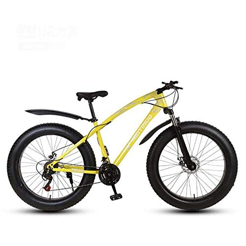 Fat Tyre Mountain Bike : GASLIKE Fat Tire Mountain Bike 26 Inch Bicycle for Adults, High Carbon Steel Frame MTB Bike with Adjustable Seat, Suspension Fork, PVC Pedals And Double Disc Brake, D, 27 speed