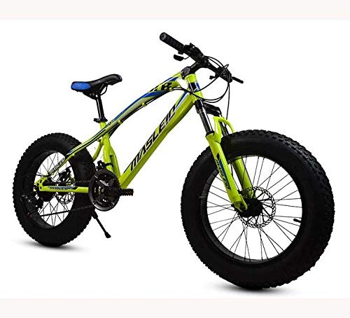 Fat Tyre Mountain Bike : GASLIKE Fat Tire Mountain Bike Bicycle for Kids And Teens, 20-Inch Wheels MBT Bikes High-Carbon Steel Frame, Shock-Absorbing Front Fork And Double Disc Brake, A