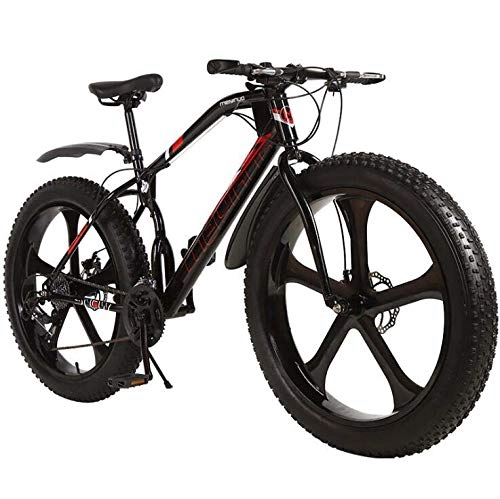Fat Tyre Mountain Bike : GASLIKE Mountain Bike Bicycle, 26 Inch Wheels Fat Tire MTB Bike Hardtail, High-Carbon Steel Frame, Dual Disc Brake, A, 24 speed