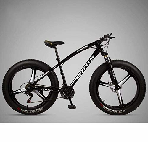 Fat Tyre Mountain Bike : GASLIKE Mountain Bike Bicycle for Adults, 264.0 Inch Fat Tire MTB Bike, Hardtail High-Carbon Steel Frame, Shock-Absorbing Front Fork And Dual Disc Brake, Black, 30 speed