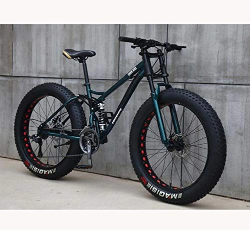 Fat Tyre Mountain Bike : GASLIKE Mountain Bike for Teens of Adults Men And Women, High Carbon Steel Frame, Soft Tail Dual Suspension, Mechanical Disc Brake, 24 / 265.1 Inch Fat Tire, cyan, 26 inch 27 speed