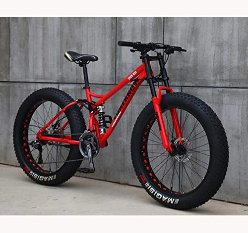 Fat Tyre Mountain Bike : GASLIKE Mountain Bike for Teens of Adults Men And Women, High Carbon Steel Frame, Soft Tail Dual Suspension, Mechanical Disc Brake, 24 / 265.1 Inch Fat Tire, red, 26 inch 27 speed