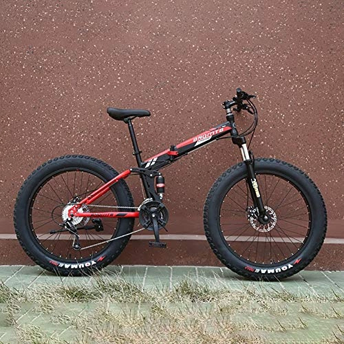 Fat Tyre Mountain Bike : GAYBJ 24 / 26 inch Mountain Bikes 7 / 21 / 24 / 27 / 30 Speed Bicycle Adult Fat Tire Mountain Trail Bike High-carbon Steel Frame Dual Full Suspension Dual Disc Brake, A, 24 inch 24 speed