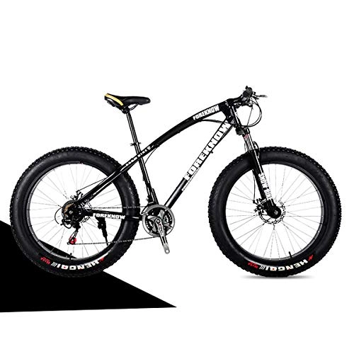 Fat Tyre Mountain Bike : GAYBJ Bicycle 20 / 24 / 26 Inch Mtb Top Fat Bike / Fat Tire Mountain Bike Beach Cruiser Fat Tire Bike Snow Bike Fat Big Tyre Bicycle 7 / 21 / 24 / 27 speed Fat Bikes For Adult, Black, 24 inch 24 speed