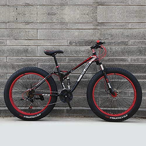 Fat Tyre Mountain Bike : GAYBJ Bicycle 24 / 26 Inch Mtb Top Fat Bike / Fat Tire Mountain Bike Beach Cruiser Fat Tire Bike Snow Bike Fat Big Tyre Bicycle 21 / 24 / 27 speed Fat Bikes, Red, 26 inch 21 speed