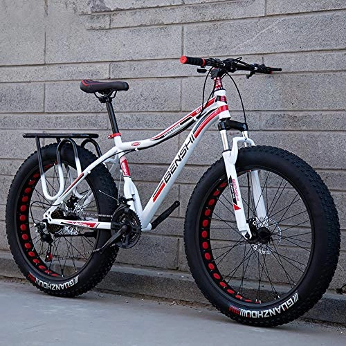 Fat Tyre Mountain Bike : GAYBJ Snowmobile Fat bike 24 / 26 Inch Outroad Mountain Bike Small Portable Bicycle Adult Student Mountain Bike with 7 / 21 / 24 / 27 Speed Dual Disc Brakes, F, 26 inchi 7 Speed