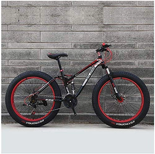 Fat Tyre Mountain Bike : Giow 24 / 26 Inches All Terrain Mountain Bikes, High-carbon Steel Frame, Dual Disc Brake Hardtail Cross-country Mountain Bicycle, Anti-Slip Bikes For Mens Womens