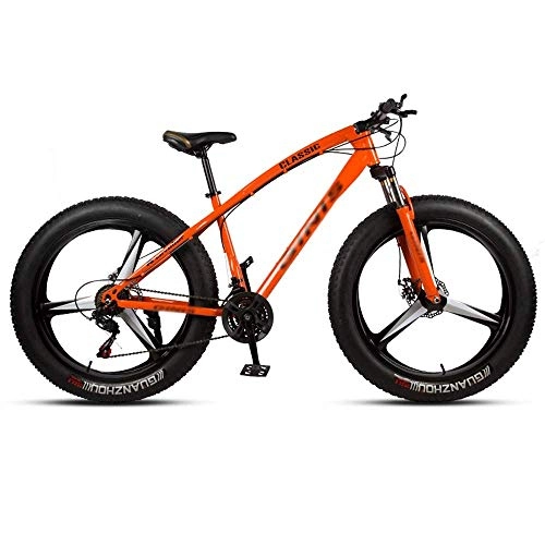 Fat Tyre Mountain Bike : Giow 26 Inches Mountain Bikes, Fat Tire Variable Speed Bicycle, High-carbon Steel Frame Hardtail Mountain Bike With Dual Disc Brake, 3 Spoke (Color : 24 speed)