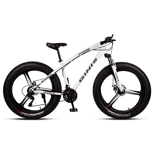 Fat Tyre Mountain Bike : Giow 26 Inches Teens Mountain Bikes, 21 / 24 / 27 / 30-Speed Fat Tire Bicycle, High-carbon Steel Frame Hardtail Mountain Bike With Dual Disc Brake, 3 Spoke (Color : 24 speed)