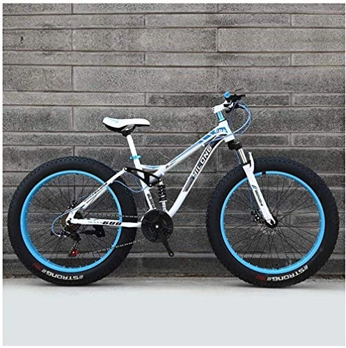 Fat Tyre Mountain Bike : Giow Variable Speed Mountain Bikes, High-carbon Steel Frame, Dual Disc Brake Hardtail 24 / 26 Inches All Terrain Cross-country Mountain Bicycle Anti-Slip Bikes (Color : 21 speed, Size : 26 inches)