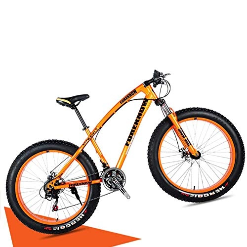 Fat Tyre Mountain Bike : giyiohok 20 Inch Hardtail Mountain Bike with Front Suspension& Mechanical Disc Brakes for Women Off-Road Fat Tire Mountain Bicycle Adjustable Seat in 8 Colors-27 Speed_Orange
