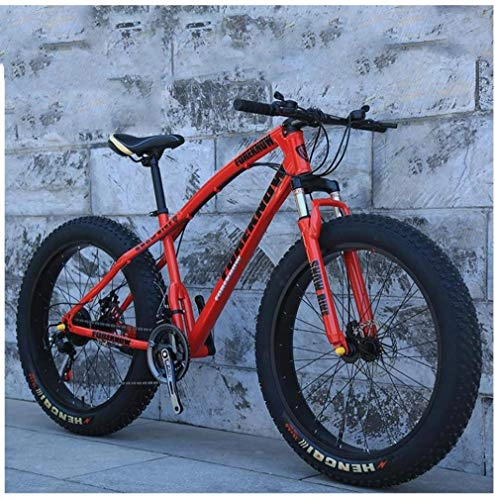 Fat Tyre Mountain Bike : giyiohok 20 Inch Hardtail Mountain Bike with Front Suspension& Mechanical Disc Brakes for Women Off-Road Fat Tire Mountain Bicycle Adjustable Seat in 8 Colors-27 Speed_Red