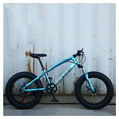Fat Tyre Mountain Bike : giyiohok Mountain Bike 20 Inch for Women Fat Tire Girls Mountain Bicycle with Front Suspension & Mechanical Disc Brakes High Carbon Steel Frame & Adjustable-27 Speed_Bright blue