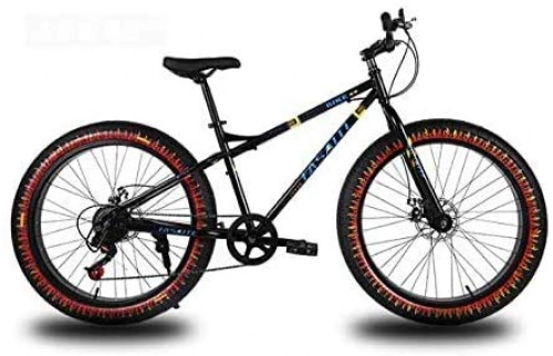 Fat Tyre Mountain Bike : GMZTT Unisex Bicycle 26 Inch Mountain Bicycle for Adults, Dual Disc Brake Fat Tire Mountain Trail Bicycle, Hardtail Mountain Bicycle, High-Carbon Steel Frame (Color : Black, Size : 24 speed)