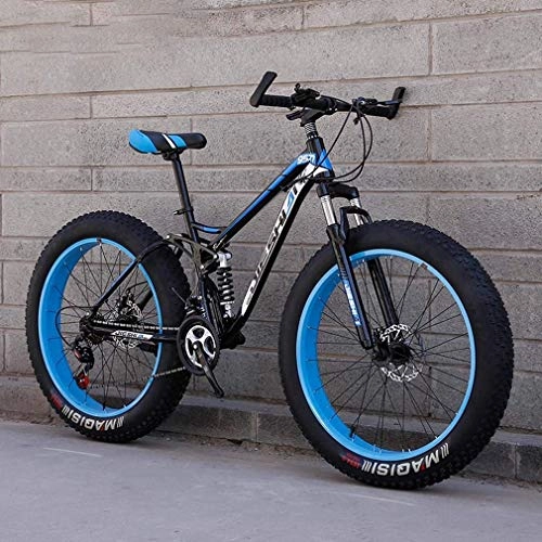 Fat Tyre Mountain Bike : GMZTT Unisex Bicycle Adult Fat Tire Mountain Bicycle, Beach Snow Bicycle, Double Disc Brake Cruiser Bikes, Lightweight High-Carbon Steel Frame Bicycle, 26 Inch Wheels (Color : B, Size : 21 speed)