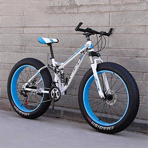 Fat Tyre Mountain Bike : GMZTT Unisex Bicycle Adult Fat Tire Mountain Bicycle, Beach Snow Bicycle, Double Disc Brake Cruiser Bikes, Lightweight High-Carbon Steel Frame Bicycle, 26 Inch Wheels (Color : F, Size : 7 speed)