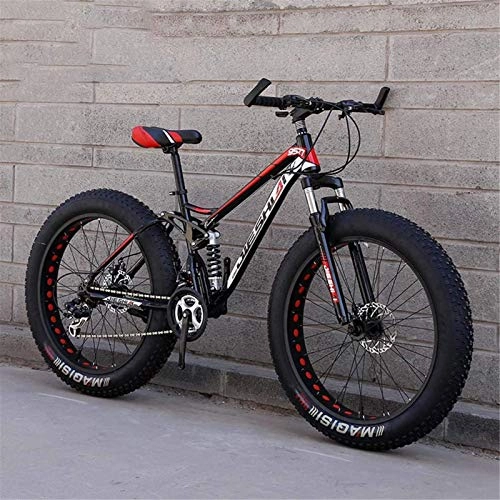 Fat Tyre Mountain Bike : GMZTT Unisex Bicycle Adult Fat Tire Mountain Bicycle, Off-Road Snow Bicycle, Double Disc Brake Cruiser Bikes, Beach Bicycle 26 Inch Wheels (Color : A, Size : 7 speed)