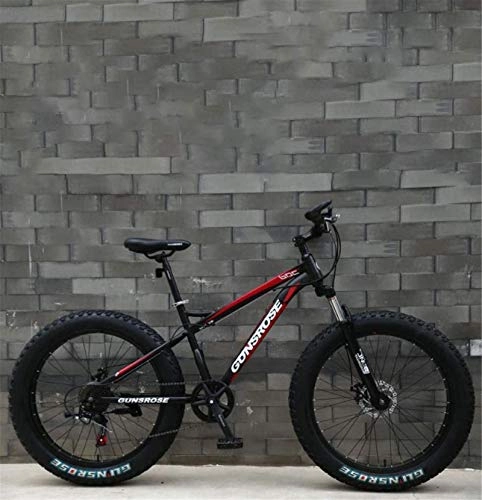 Fat Tyre Mountain Bike : GMZTT Unisex Bicycle Fat Tire Adult Mountain Bicycle, Double Disc Brake / High-Carbon Steel Frame Cruiser Bikes, Beach Snowmobile Bicycle, 26 Inch Wheels (Color : Red, Size : 27 speed)