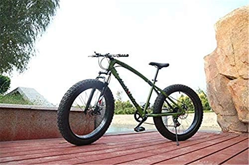 Fat Tyre Mountain Bike : GMZTT Unisex Bicycle Hardtail Mountain Bikes, Dual Disc Brake Fat Tire Cruiser Bicycle, High-Carbon Steel Frame, Adjustable Seat Bicycle (Color : Green, Size : 26 inch 21 speed)