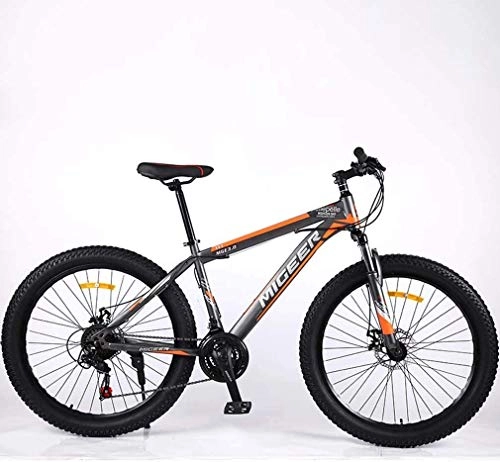 Fat Tyre Mountain Bike : GMZTT Unisex Bicycle Mens 26 Inch Mountain Bicycle, Double Disc Brake Adult Mountain Bikes, Juvenile Student City Road Racing Bicycle, 3.0 Wide Wheels 21 speed Bicycle (Color : F)