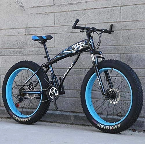 Fat Tyre Mountain Bike : GMZTT Unisex Bicycle Mountain Bicycle Bicycle for Adult, Fat Tire Hardtail MBT Bicycle, High-Carbon Steel Frame, Dual Disc Brake, Shock-Absorbing Front Fork (Color : C, Size : 24 inch 7 speed)