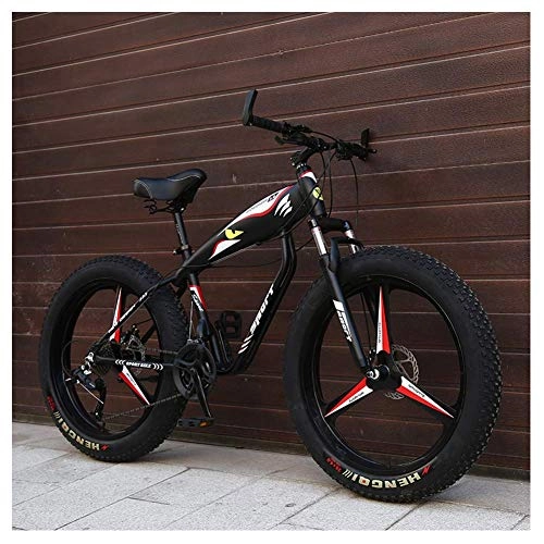 Fat Tyre Mountain Bike : GONGFF 26 Inch Mountain Bikes, Fat Tire Hardtail Mountain Bike, Aluminum Frame Alpine Bicycle, Mens Womens Bicycle with Front Suspension, Black, 27 Speed 3 Spoke