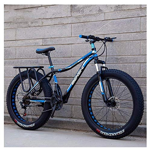 Fat Tyre Mountain Bike : GONGFF Adult Fat Tire Mountain Bikes, Dual Disc Brake Hardtail Mountain Bike, Front Suspension Bicycle, Women All Terrain Mountain Bike, Blue B, 26 Inch 21 Speed