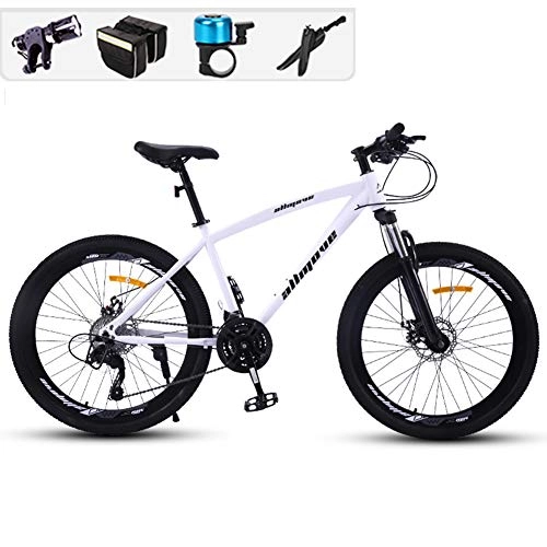 Fat Tyre Mountain Bike : GPAN Mountain Bike / Bicycles Suspension Fork, 24 / 26 inch, Adjustable Height, 24 Speed, Disc brakes Front and Rear Women Men MTB, White, 24