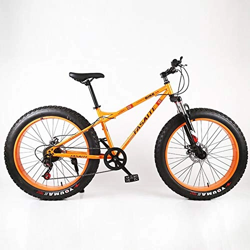 Fat Tyre Mountain Bike : GQFGYYL-QD Mountain Bike with Adjustable Seat and Shock Absorption, 26 Inches Wheels 7 Speed Dual Disc Brake High-carbon steel Mountain Bicycle, for Adults Outdoor Riding, 2