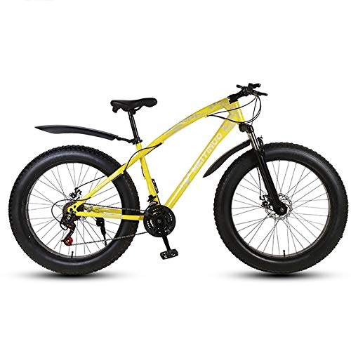 Fat Tyre Mountain Bike : GQFGYYL-QD Mountain Bike with Front Suspension Adjustable Seat and Shock Absorption, 26 Inch Fat Tire 27 Speed Mountain Bicycle, for Adults Outdoor Riding, 3