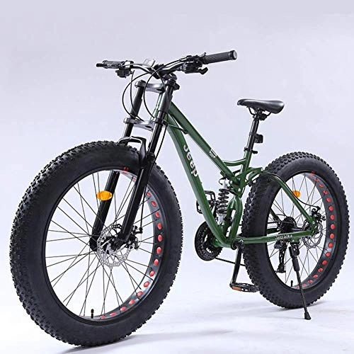 Fat Tyre Mountain Bike : GQQ Mountain Bike, Fat Tire Mountain Bikes Mens Womens High-Carbon Steel Frame Dual Disc Brake Unisex All Terrain Anti-Slip Bicycle 26 inch Wheels, 27 Speed
