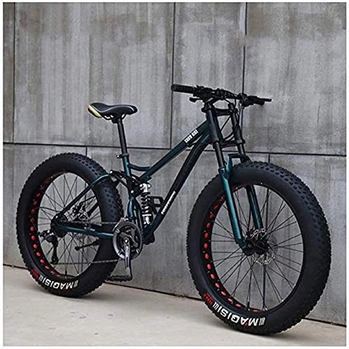 Fat Tyre Mountain Bike : GQQ Mountain Tricycle for Adults, Fat Tire Men's Variable Speed Bicycle, 26-Inch / High-Strength Steel Frame, 21 / 24 / 27-Speed, Orange, 24 Speed, Green