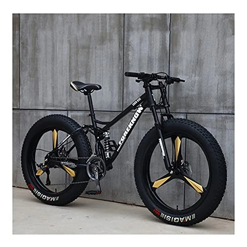 Fat Tyre Mountain Bike : GUHUIHE 26 Inch Wheel 27 Speed Adult Mountain Fat Bike Variable Speed Road Bicycle Off-road Snowmobile Men Outdoor Ride MTB (Color : Black 3 knife wheel, Size : 27 Speed)