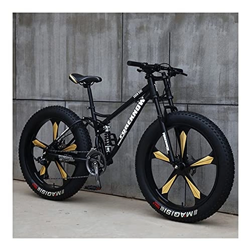 Fat Tyre Mountain Bike : GUHUIHE 26 Inch Wheel 27 Speed Adult Mountain Fat Bike Variable Speed Road Bicycle Off-road Snowmobile Men Outdoor Ride MTB (Color : Black 5 knife wheel, Size : 21 Speed)