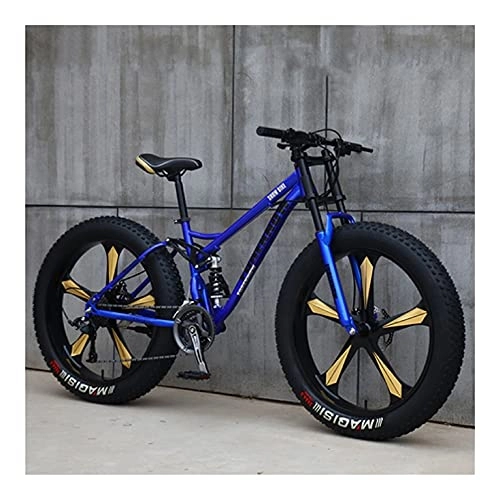 Fat Tyre Mountain Bike : GUHUIHE 26 Inch Wheel 27 Speed Adult Mountain Fat Bike Variable Speed Road Bicycle Off-road Snowmobile Men Outdoor Ride MTB (Color : Blue 5 knife wheel, Size : 7 Speed)