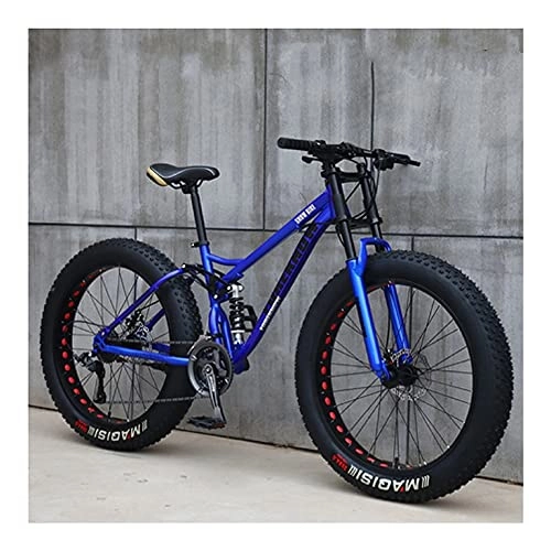 Fat Tyre Mountain Bike : GUHUIHE 26 Inch Wheel 27 Speed Adult Mountain Fat Bike Variable Speed Road Bicycle Off-road Snowmobile Men Outdoor Ride MTB (Color : Blue Spoke wheel, Size : 7 Speed)