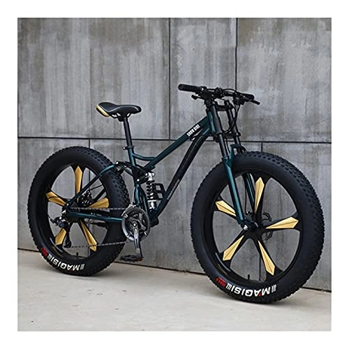 Fat Tyre Mountain Bike : GUHUIHE 26 Inch Wheel 27 Speed Adult Mountain Fat Bike Variable Speed Road Bicycle Off-road Snowmobile Men Outdoor Ride MTB (Color : Cyanblue 5 knife, Size : 21 Speed)