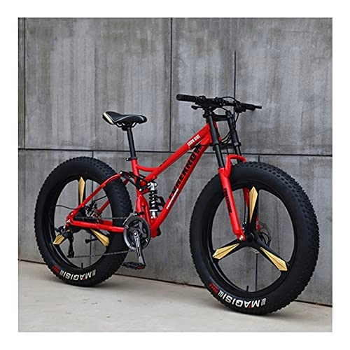 Fat Tyre Mountain Bike : GUHUIHE 26 Inch Wheel 27 Speed Adult Mountain Fat Bike Variable Speed Road Bicycle Off-road Snowmobile Men Outdoor Ride MTB (Color : Red 3 knife wheel, Size : 27 Speed)