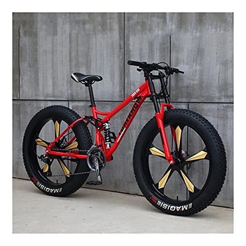 Fat Tyre Mountain Bike : GUHUIHE 26 Inch Wheel 27 Speed Adult Mountain Fat Bike Variable Speed Road Bicycle Off-road Snowmobile Men Outdoor Ride MTB (Color : Red 5 knife wheel, Size : 21 Speed)