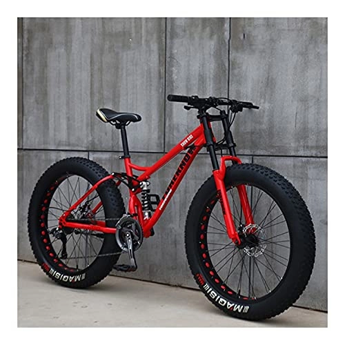 Fat Tyre Mountain Bike : GUHUIHE 26 Inch Wheel 27 Speed Adult Mountain Fat Bike Variable Speed Road Bicycle Off-road Snowmobile Men Outdoor Ride MTB (Color : Red Spoke wheel, Size : 27 Speed)