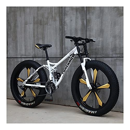 Fat Tyre Mountain Bike : GUHUIHE 26 Inch Wheel 27 Speed Adult Mountain Fat Bike Variable Speed Road Bicycle Off-road Snowmobile Men Outdoor Ride MTB (Color : White 5 knife wheel, Size : 27 Speed)